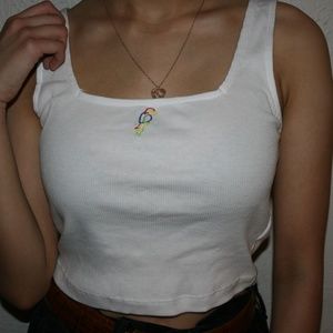 WHITE EMBROIDERED CROP TOP